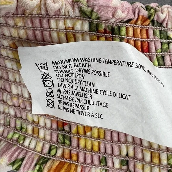 FARM RIO Tangerine Dream Flutter Sleeve Bikini Top Womens Medium Pink Floral NEW - Picture 12 of 12